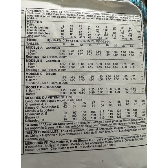 McCalls pattern 5227 blouse top tank top 1990s - Picture 5 of 6